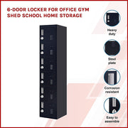 6-Door Locker for Office Gym Shed School Home Storage - 3-Digit Combination Lock