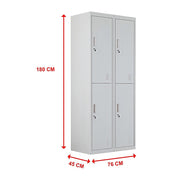 Four-Door Office Gym Shed Storage Locker- Standard Lock with 2 Keys