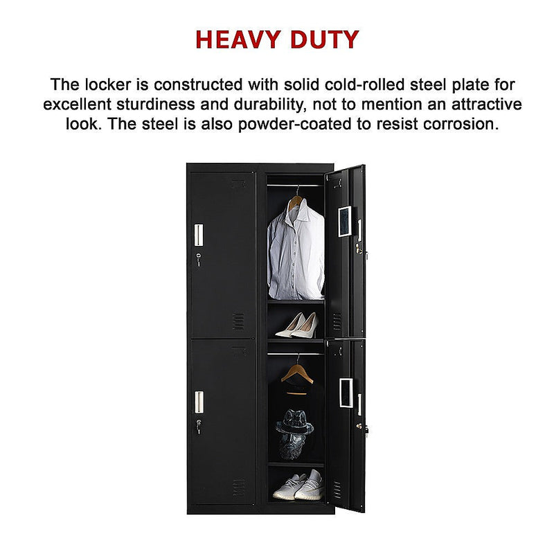 Four-Door Office Gym Shed Storage Locker- Standard Lock with 2 Keys