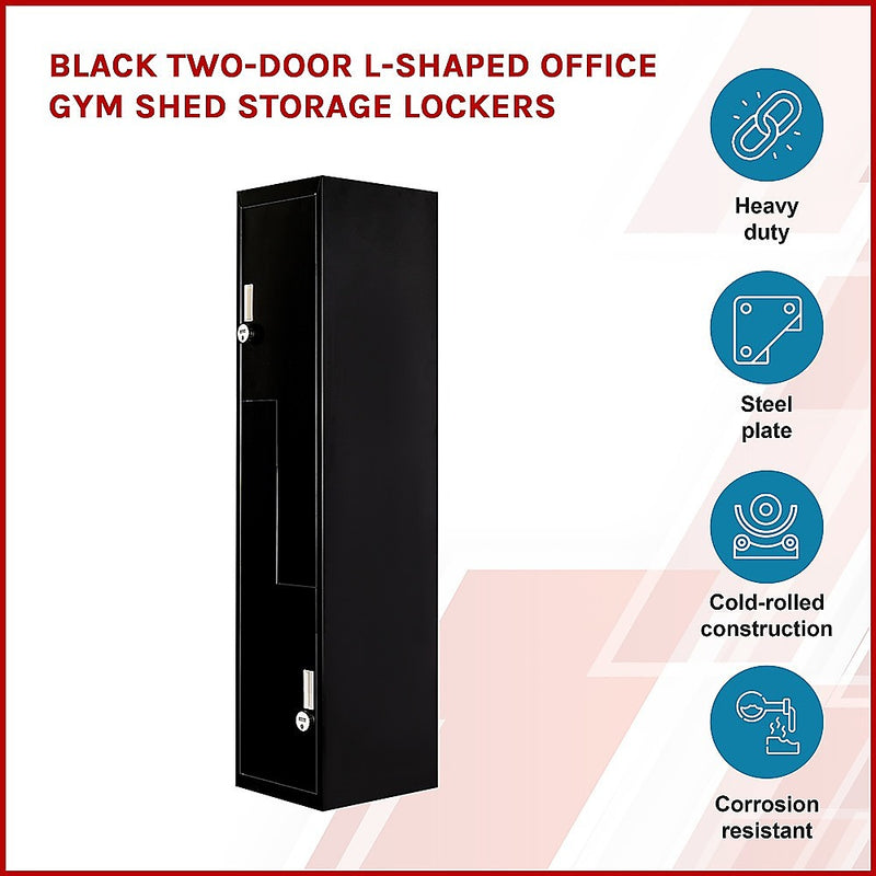 Two-Door L-shaped Office Gym Shed Storage Lockers - 4-Digit Combination Lock