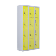 12-Door Locker for Office Gym Shed School Home Storage - Standard Lock with Keys Yellow Door