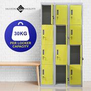 12-Door Locker for Office Gym Shed School Home Storage- 4-Digit Combination Lock