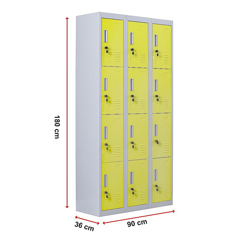12-Door Locker for Office Gym Shed School Home Storage- 4-Digit Combination Lock