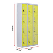 12-Door Locker for Office Gym Shed School Home Storage - Standard Lock with Keys