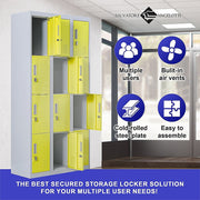 12-Door Locker for Office Gym Shed School Home Storage- 4-Digit Combination Lock