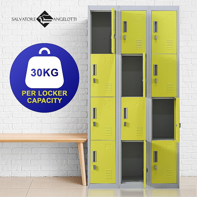 12-Door Locker for Office Gym Shed School Home Storage- 4-Digit Combination Lock