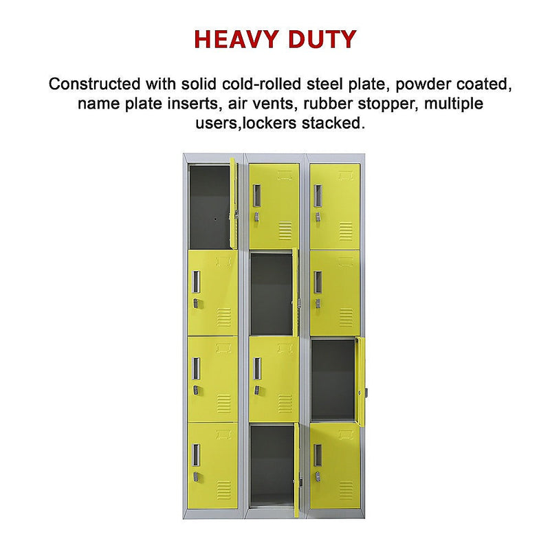 12-Door Locker for Office Gym Shed School Home Storage- 4-Digit Combination Lock