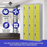 12-Door Locker for Office Gym Shed School Home Storage- 4-Digit Combination Lock