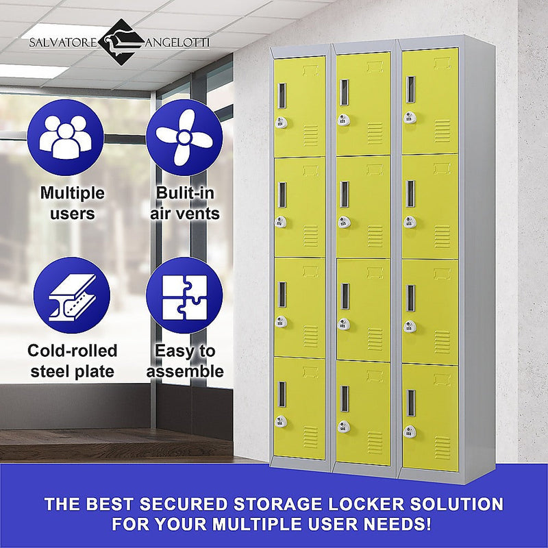 12-Door Locker for Office Gym Shed School Home Storage- 4-Digit Combination Lock