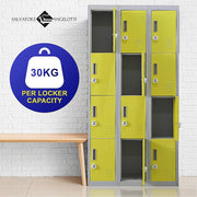 12-Door Locker for Office Gym Shed School Home Storage- 4-Digit Combination Lock