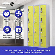 12-Door Locker for Office Gym Shed School Home Storage- 4-Digit Combination Lock