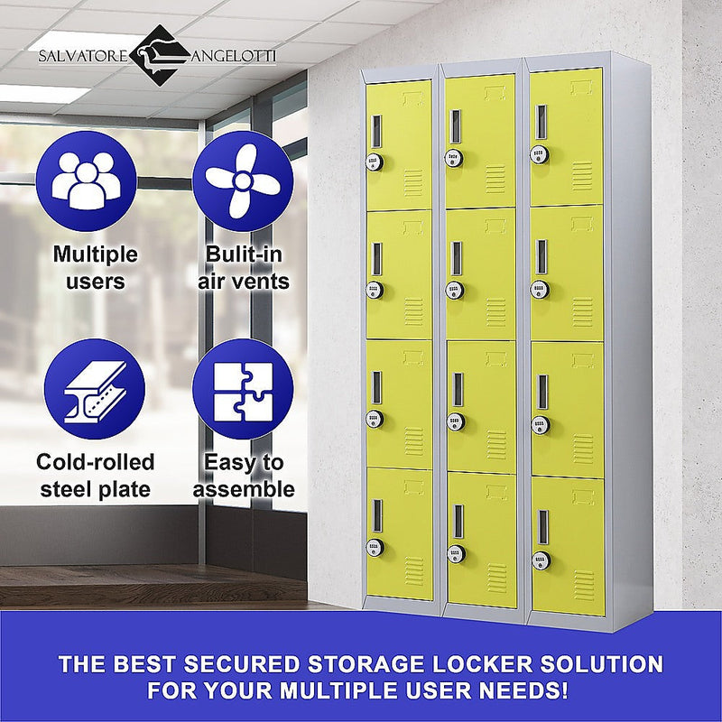 12-Door Locker for Office Gym Shed School Home Storage- 4-Digit Combination Lock