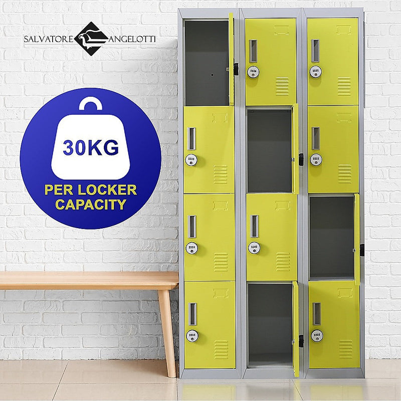 12-Door Locker for Office Gym Shed School Home Storage- 4-Digit Combination Lock