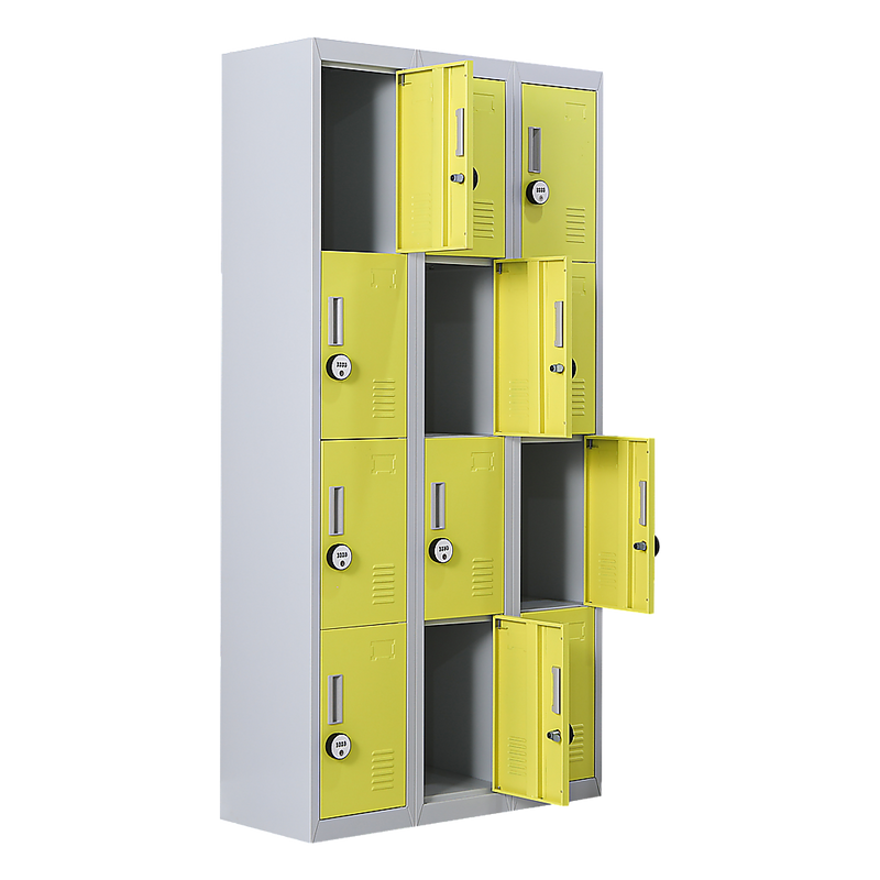 12-Door Locker for Office Gym Shed School Home Storage- 4-Digit Combination Lock
