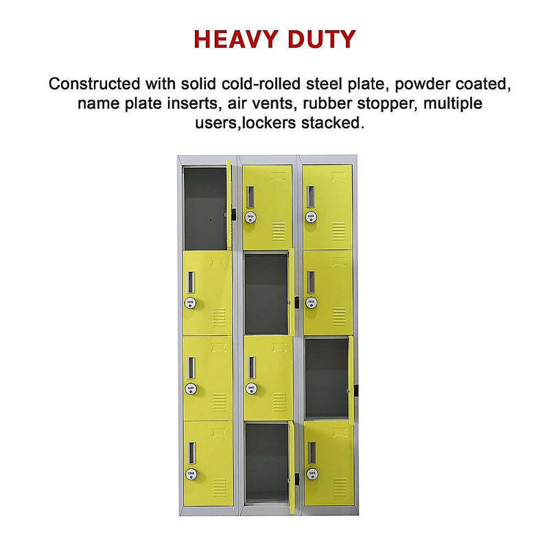 12-Door Locker for Office Gym Shed School Home Storage- 4-Digit Combination Lock