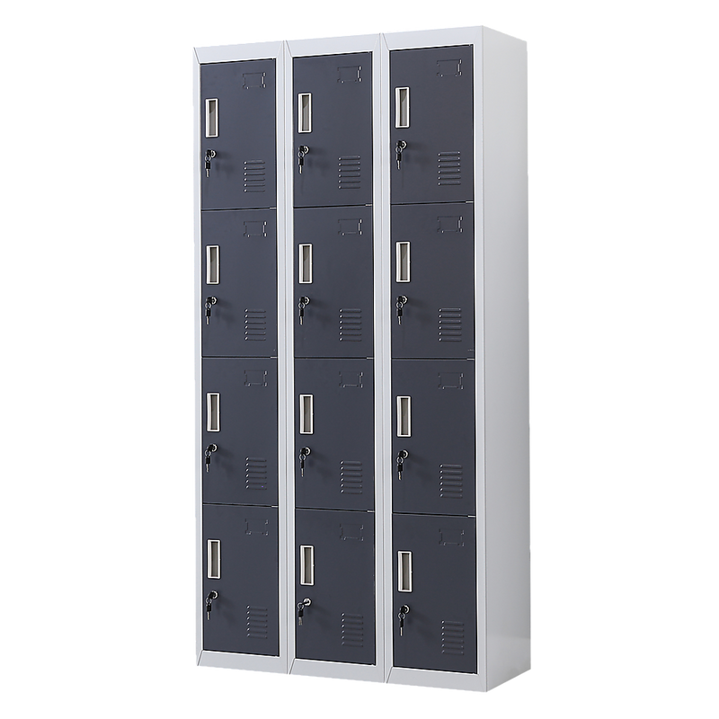 12-Door Locker for Office Gym Shed School Home Storage - Standard Lock with Keys Charcoal Door