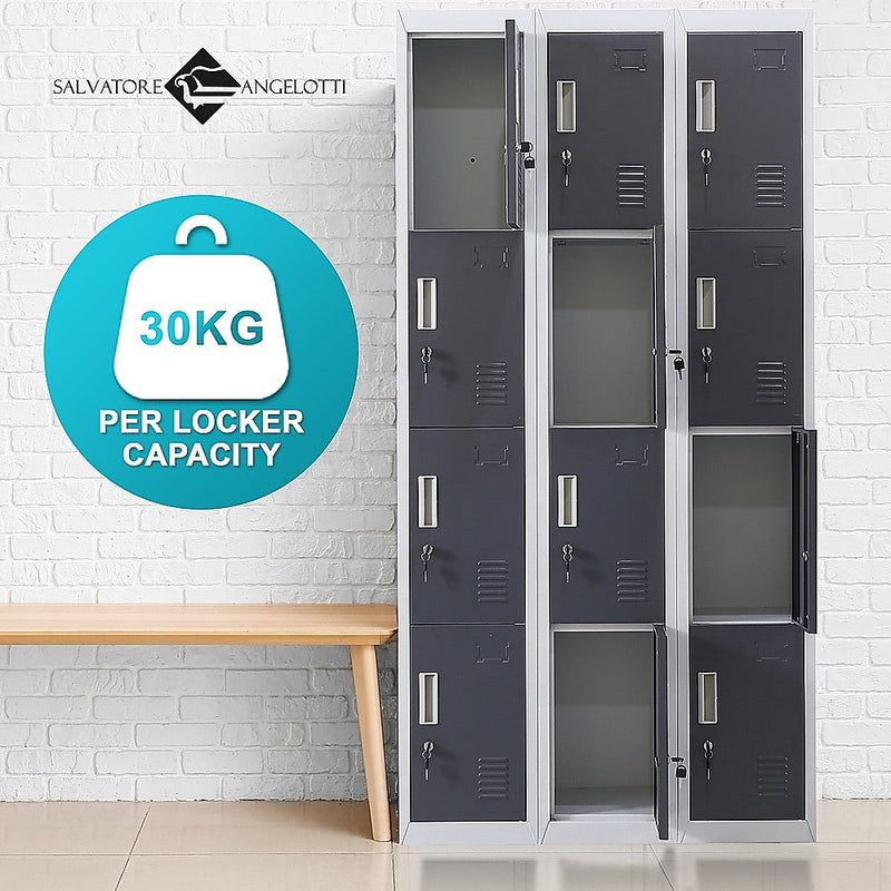 12-Door Locker for Office Gym Shed School Home Storage- 4-Digit Combination Lock