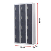 12-Door Locker for Office Gym Shed School Home Storage- 4-Digit Combination Lock