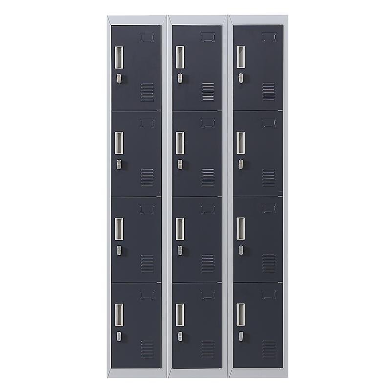 12-Door Locker for Office Gym Shed School Home Storage - Padlock-operated Charcoal Door