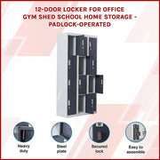 12-Door Locker for Office Gym Shed School Home Storage- 4-Digit Combination Lock