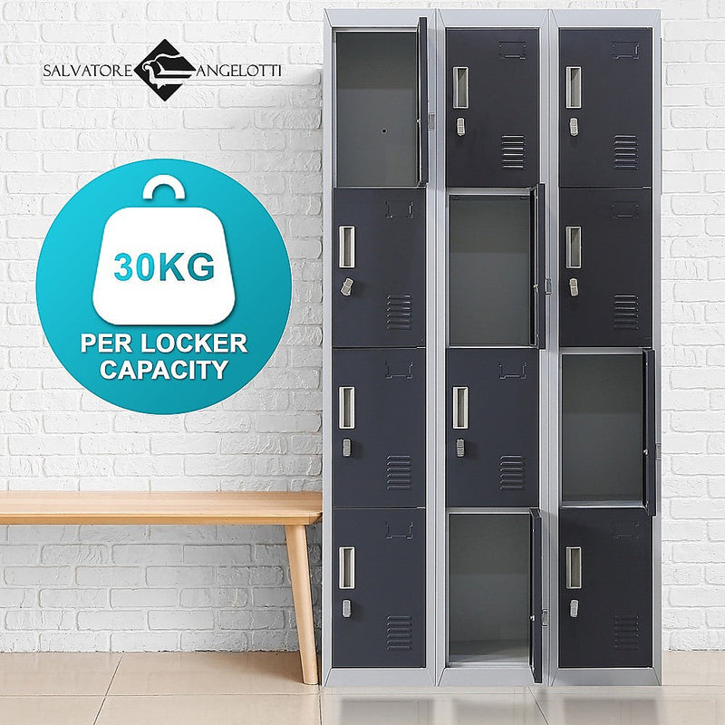 12-Door Locker for Office Gym Shed School Home Storage- 4-Digit Combination Lock