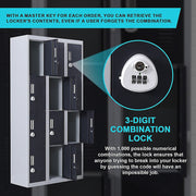 12-Door Locker for Office Gym Shed School Home Storage- 4-Digit Combination Lock