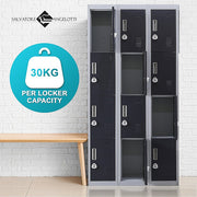 12-Door Locker for Office Gym Shed School Home Storage- 4-Digit Combination Lock