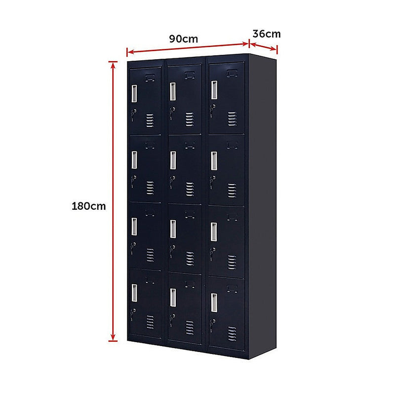 12-Door Locker for Office Gym Shed School Home Storage- 4-Digit Combination Lock