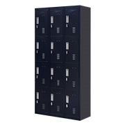 12-Door Locker for Office Gym Shed School Home Storage - Padlock-operated Black Door