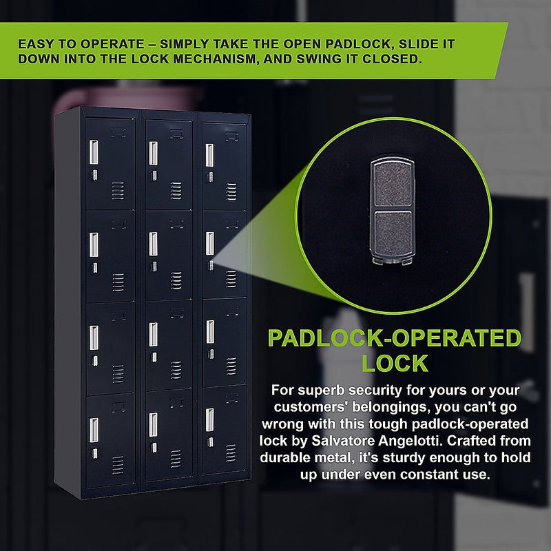 12-Door Locker for Office Gym Shed School Home Storage- 4-Digit Combination Lock