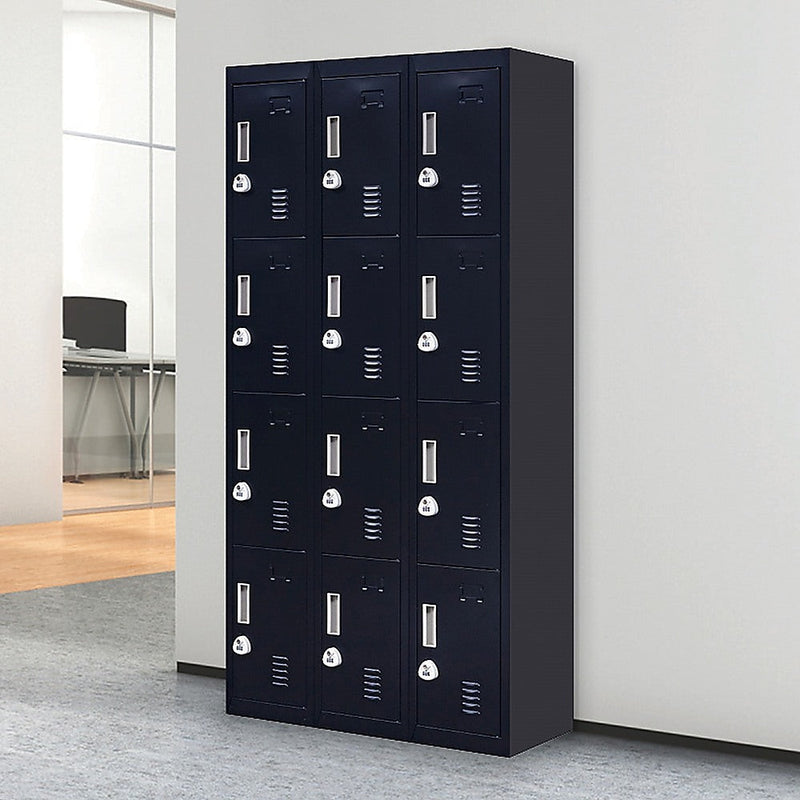 12-Door Locker for Office Gym Shed School Home Storage- 4-Digit Combination Lock
