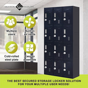 12-Door Locker for Office Gym Shed School Home Storage- 4-Digit Combination Lock