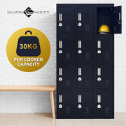 12-Door Locker for Office Gym Shed School Home Storage- 4-Digit Combination Lock