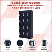 12-Door Locker for Office Gym Shed School Home Storage- 4-Digit Combination Lock