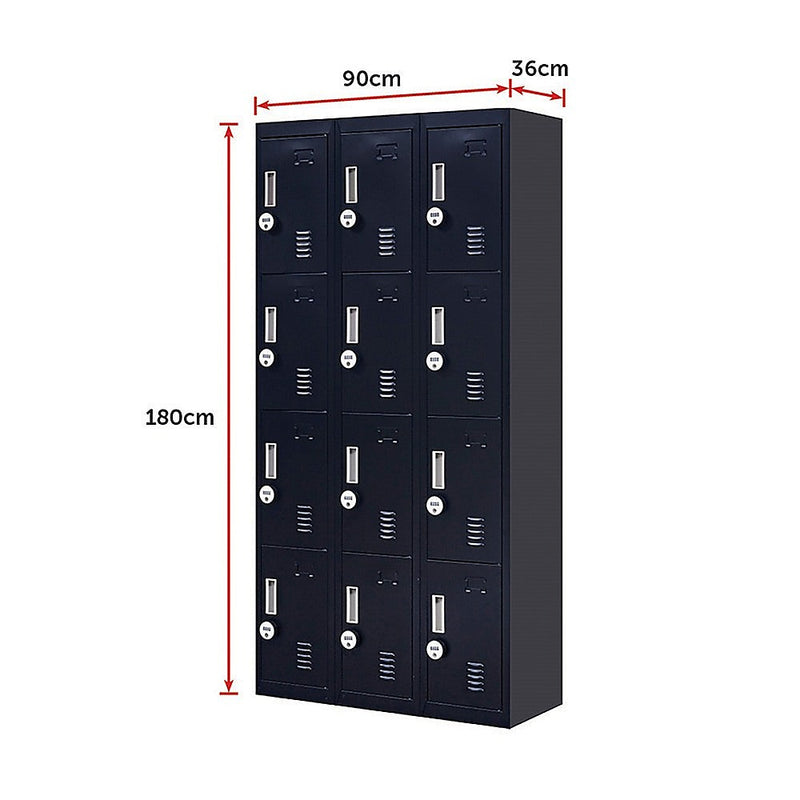 12-Door Locker for Office Gym Shed School Home Storage- 4-Digit Combination Lock