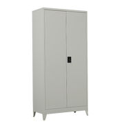 Two-Door Metal Cabinet Shelf Storage for Home Office Gym Grey with Legs