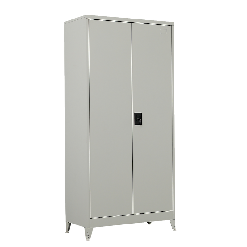 Two-Door Metal Cabinet Shelf Storage for Home Office Gym Grey with Legs