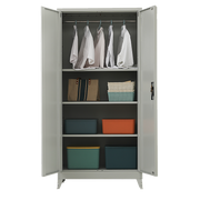 Two-Door Metal Cabinet Shelf Storage for Home Office Gym