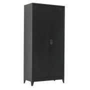 Two-Door Metal Cabinet Shelf Storage for Home Office Gym Grey without Legs