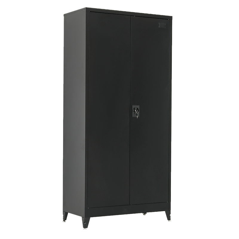 Two-Door Metal Cabinet Shelf Storage for Home Office Gym Grey without Legs