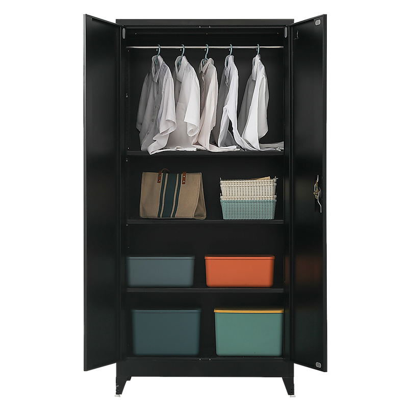 Two-Door Metal Cabinet Shelf Storage for Home Office Gym