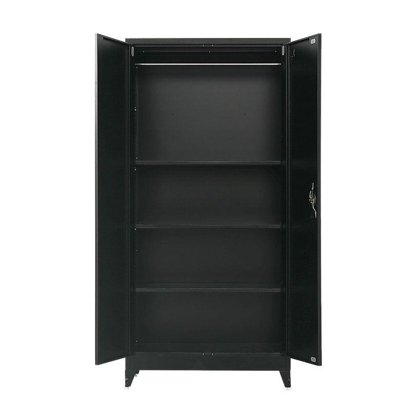 Two-Door Metal Cabinet Shelf Storage for Home Office Gym