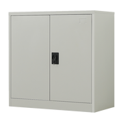 Two-Door Metal Short Cabinet Shelf Storage for Home Office Gym White With Out Legs