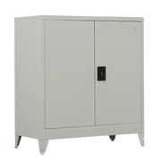 Two-Door Metal Short Cabinet Shelf Storage for Home Office Gym White With Legs