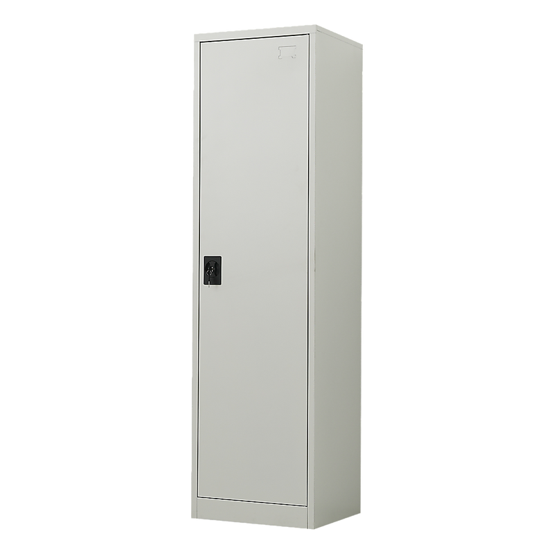 Single-Door Metal Tall Cabinet Shelf Storage for Home Office Gym Grey Without Legs