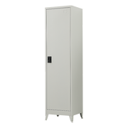 Single-Door Metal Tall Cabinet Shelf Storage for Home Office Gym Grey With Legs