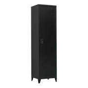 Single-Door Metal Tall Cabinet Shelf Storage for Home Office Gym Black With Legs