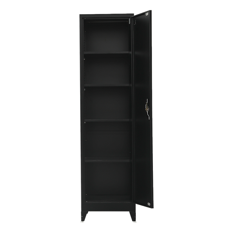 Single-Door Metal Tall Cabinet Shelf Storage for Home Office Gym