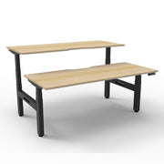 Boost+ Back to Back Workstation 1200mm W x 750mm D Natural Oak Top &amp; Black Satin Frame Without Cable Tray Without Screen