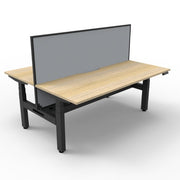 Boost+ Back to Back Workstation 1200mm W x 750mm D Natural Oak Top &amp; Black Satin Frame Without Cable Tray With Screen